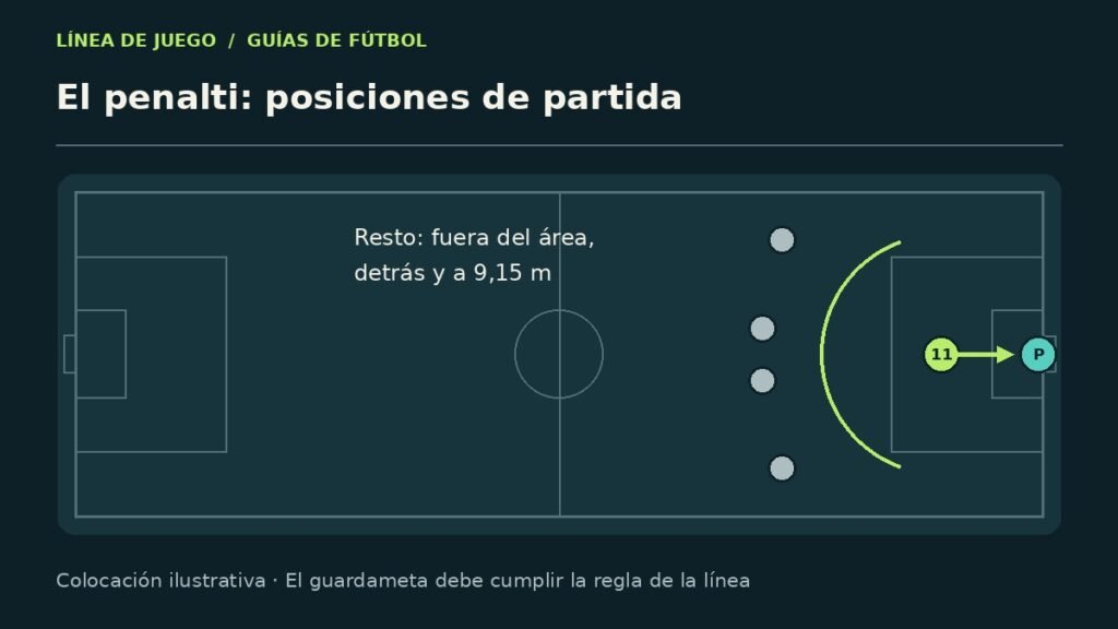 Esquema explicativo: el penalti: posiciones de partida