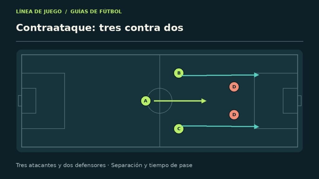 Esquema explicativo: contraataque: tres contra dos
