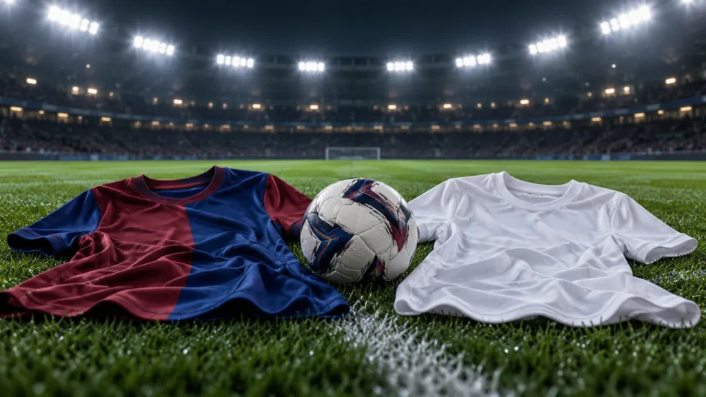 Dos camisetas lisas y un balón representan etapas distintas de una carrera futbolística