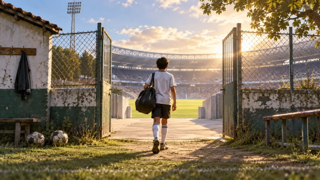 Acceso desde un campo modesto a un estadio como símbolo del ascenso