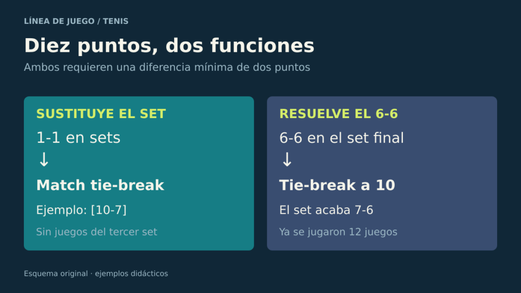 Dos formatos a diez puntos: sustitución del set decisivo y desempate con 6-6.